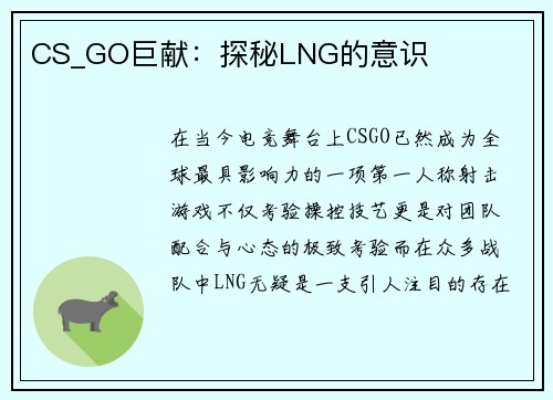 CS_GO巨献：探秘LNG的意识